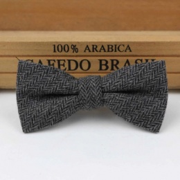 Boys Grey Herringbone Wool Bow Tie with Adjustable Strap